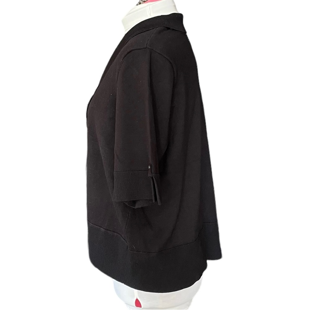 89th + MADISON Sweater Shrug Shawl Collar Short Sleeve Knit Black Size 1X - Picture 3 of 10